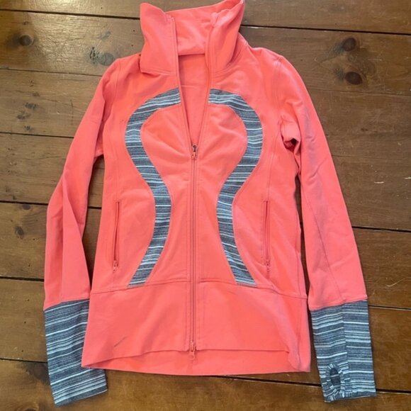 Lululemon Womens Salmon In Stride Full Zip Workout Jogging Jacket Size 4 - Picture 3 of 9